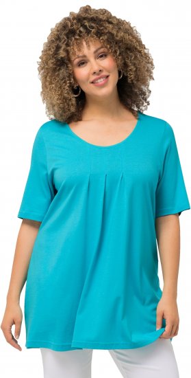 Ulla Popken Essential Front Pleat Tee Deep Aqua - Camisetas - 