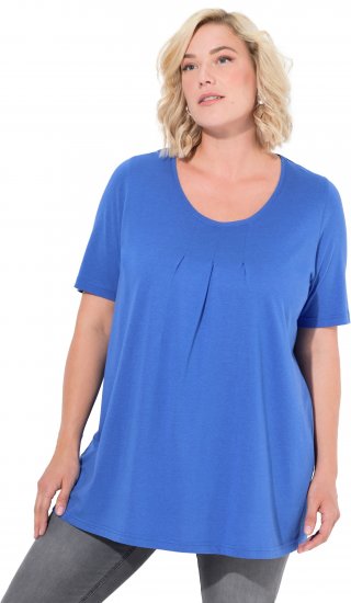 Ulla Popken Essential Front Pleat Tee Peacock Blue - Camisetas - 