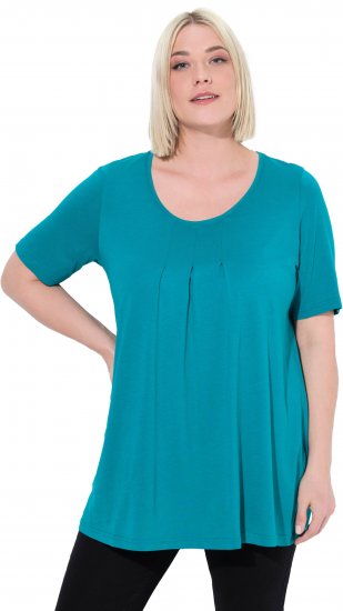 Ulla Popken Essential Front Pleat Tee Teal - Camisetas - 