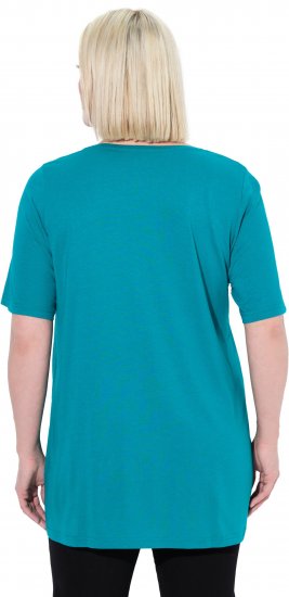 Ulla Popken Essential Front Pleat Tee Teal - Camisetas - 