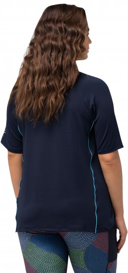 Ulla Popken Piping Accent Functional UVP 50+ Stretch Knit Top Navy Blue - Camisetas - 