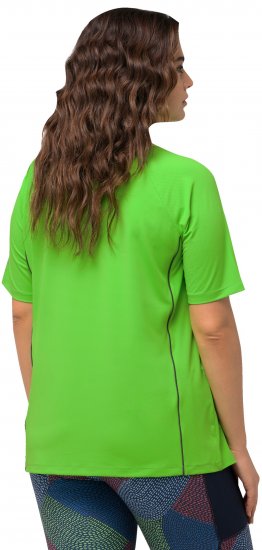 Ulla Popken Piping Accent Functional UVP 50+ Stretch Knit Top Light Green - Camisetas - 