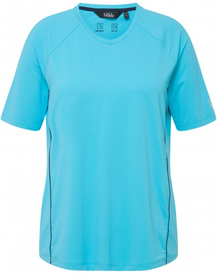 Ulla Popken Piping Accent Functional UVP 50+ Stretch Knit Top Bright Turquoise - Camisetas - 