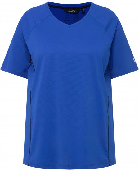 Ulla Popken Piping Accent Functional UVP 50+ Stretch Knit Top Royal Blue - Camisetas - 