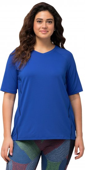 Ulla Popken Piping Accent Functional UVP 50+ Stretch Knit Top Royal Blue - Camisetas - 