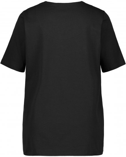 Ulla Popken Essential Notch Neck Stretch Tee Black - Camisetas - 