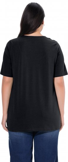 Ulla Popken Essential Notch Neck Stretch Tee Black - Camisetas - 