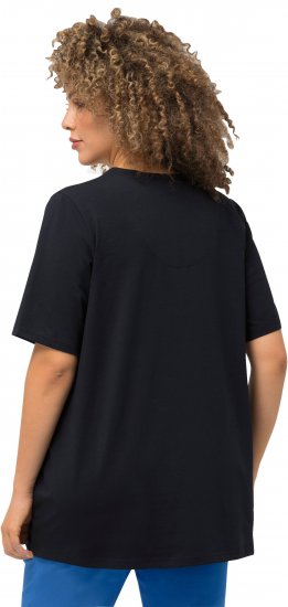 Ulla Popken Essential Notch Neck Stretch Tee Navy Blue - Camisetas - 