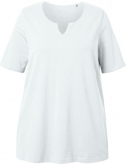Ulla Popken Essential Notch Neck Stretch Tee Snow White - Camisetas - 