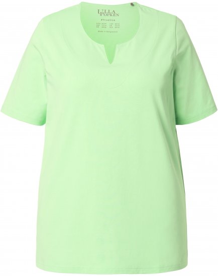Ulla Popken Essential Notch Neck Stretch Tee Light Green - Camisetas - 