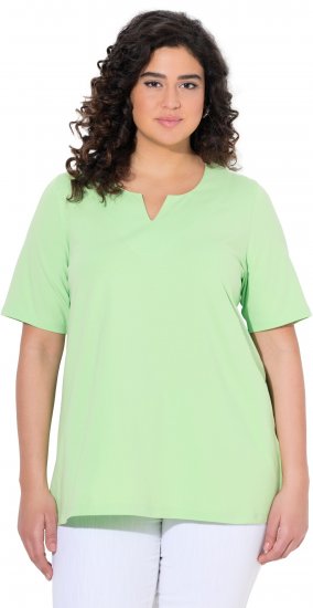 Ulla Popken Essential Notch Neck Stretch Tee Light Green - Camisetas - 