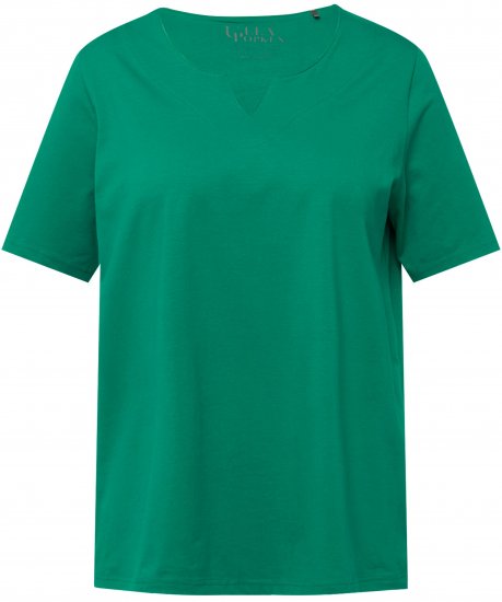 Ulla Popken Essential Notch Neck Stretch Tee Emerald Green - Camisetas - 