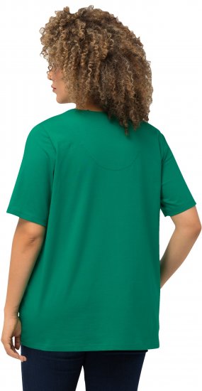 Ulla Popken Essential Notch Neck Stretch Tee Emerald Green - Camisetas - 