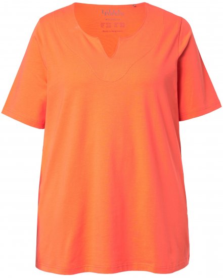 Ulla Popken Essential Notch Neck Stretch Tee Coral Pink - Camisetas - 