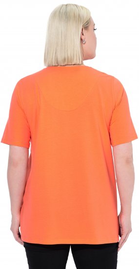 Ulla Popken Essential Notch Neck Stretch Tee Coral Pink - Camisetas - 