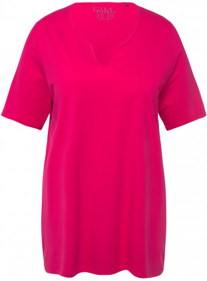 Ulla Popken Essential Notch Neck Stretch Tee Magenta Pink - Camisetas - 