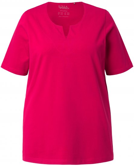Ulla Popken Essential Notch Neck Stretch Tee Dark Raspberry - Camisetas - 