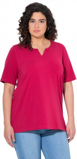 Ulla Popken Essential Notch Neck Stretch Tee Dark Raspberry - Camisetas - 
