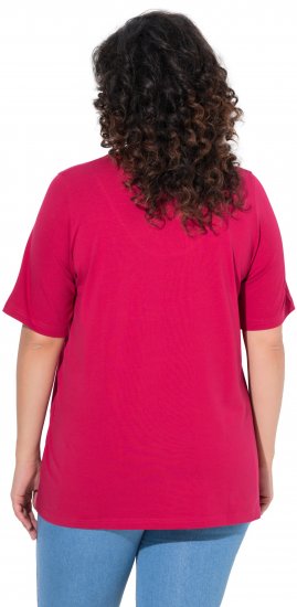 Ulla Popken Essential Notch Neck Stretch Tee Dark Raspberry - Camisetas - 