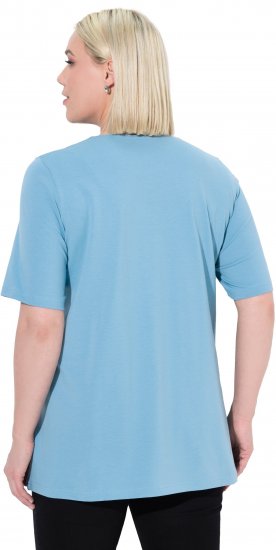 Ulla Popken Essential Notch Neck Stretch Tee Light Teal - Camisetas - 