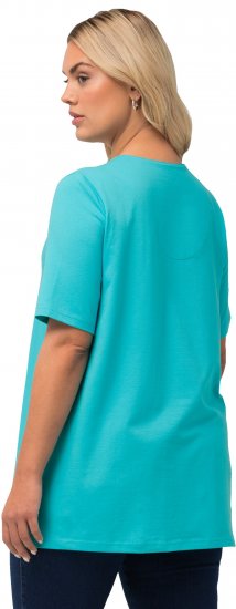 Ulla Popken Essential Notch Neck Stretch Tee Deep Aqua - Camisetas - 