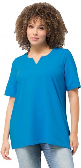 Ulla Popken Essential Notch Neck Stretch Tee Sapphire Blue - Camisetas - 