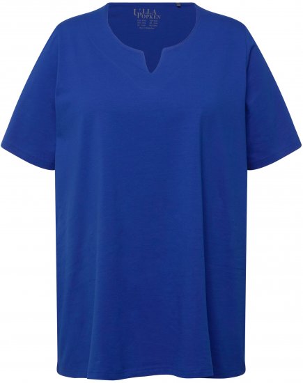 Ulla Popken Essential Notch Neck Stretch Tee Cobalt Blue - Camisetas - 