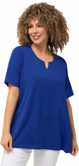 Ulla Popken Essential Notch Neck Stretch Tee Cobalt Blue - Camisetas - 