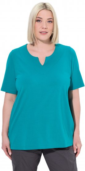 Ulla Popken Essential Notch Neck Stretch Tee Teal - Camisetas - 