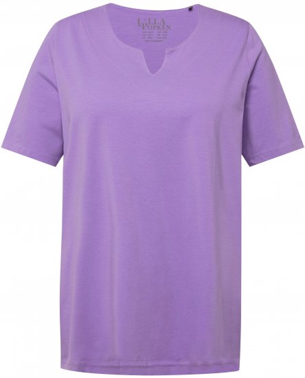 Ulla Popken Essential Notch Neck Stretch Tee Pale Lilac - Camisetas - 