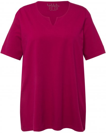 Ulla Popken Essential Notch Neck Stretch Tee Magnolia Red - Camisetas - 