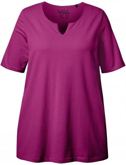Ulla Popken Essential Notch Neck Stretch Tee Berry - Camisetas - 