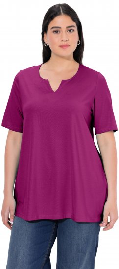 Ulla Popken Essential Notch Neck Stretch Tee Berry - Camisetas - 