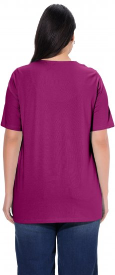 Ulla Popken Essential Notch Neck Stretch Tee Berry - Camisetas - 