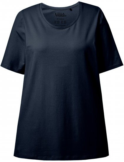 Ulla Popken Essential Round Neck Stretch Tee Navy Blue - Camisetas - 