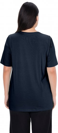 Ulla Popken Essential Round Neck Stretch Tee Navy Blue - Camisetas - 