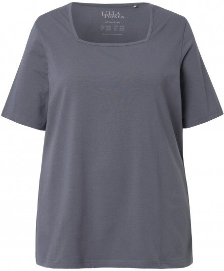 Ulla Popken Essential Square Neck Stretch Tee Graphite Grey - Camisetas - 