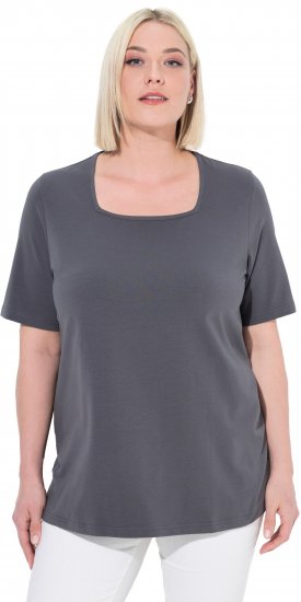 Ulla Popken Essential Square Neck Stretch Tee Graphite Grey - Camisetas - 