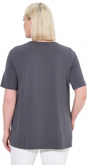Ulla Popken Essential Square Neck Stretch Tee Graphite Grey - Camisetas - 