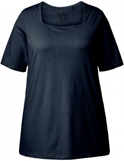 Ulla Popken Essential Square Neck Stretch Tee Navy Blue - Camisetas - 