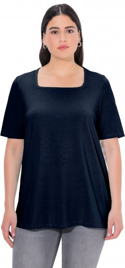 Ulla Popken Essential Square Neck Stretch Tee Navy Blue - Camisetas - 