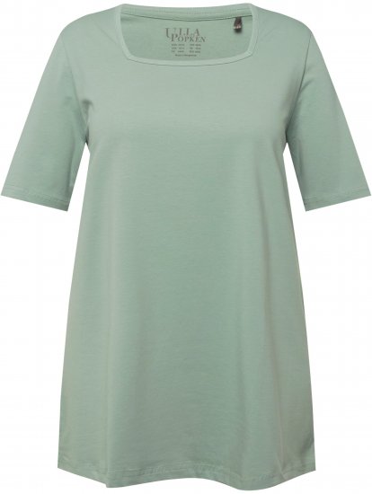Ulla Popken Essential Square Neck Stretch Tee Light Moss Green - Camisetas - 