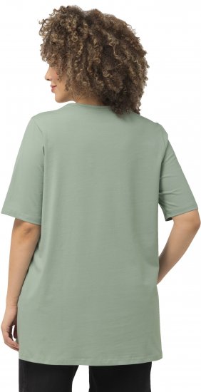 Ulla Popken Essential Square Neck Stretch Tee Light Moss Green - Camisetas - 