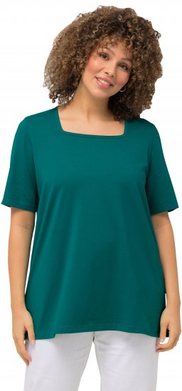 Ulla Popken Essential Square Neck Stretch Tee Emerald - Camisetas - 