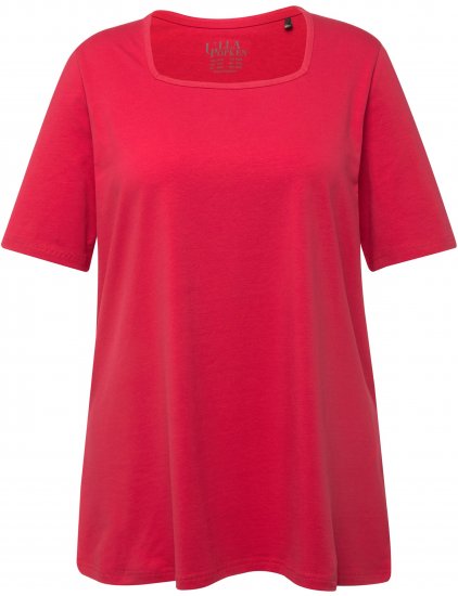 Ulla Popken Essential Square Neck Stretch Tee Dark Pink - Camisetas - 