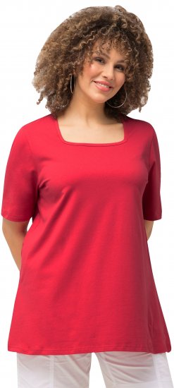 Ulla Popken Essential Square Neck Stretch Tee Dark Pink - Camisetas - 