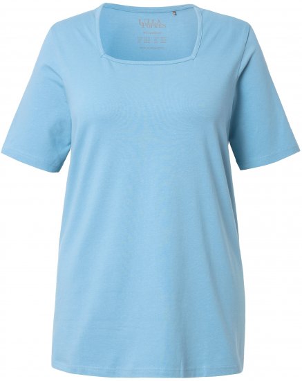 Ulla Popken Essential Square Neck Stretch Tee Light Teal - Camisetas - 