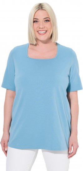 Ulla Popken Essential Square Neck Stretch Tee Light Teal - Camisetas - 