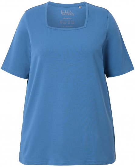 Ulla Popken Essential Square Neck Stretch Tee Denim Blue - Camisetas - 