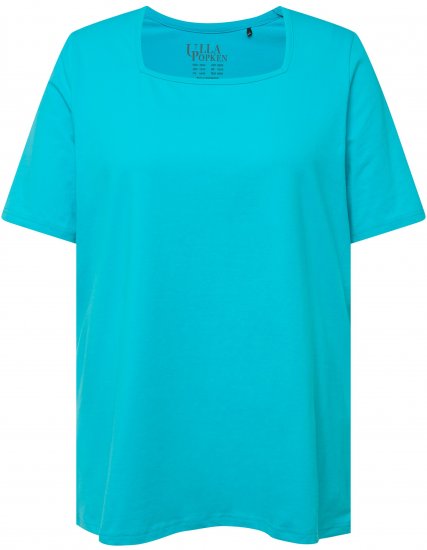 Ulla Popken Essential Square Neck Stretch Tee Deep Aqua - Camisetas - 